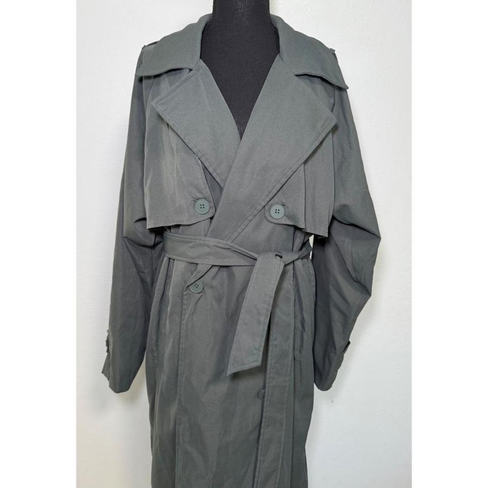 MESHki Andreas Oversized Trench Coat Charcoal Gray Size S - Picture 3 of 8